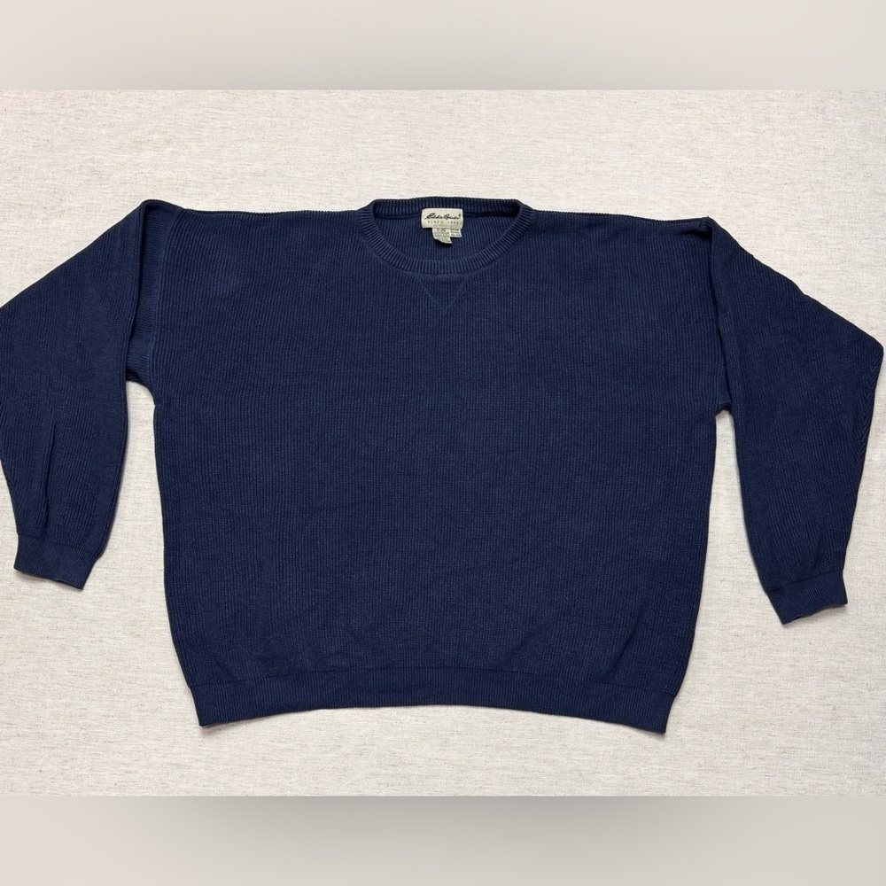 Eddie Bauer Men’s Long Sleeve Blue Knit Fisherman’s Sweater Tall XXL Pullover